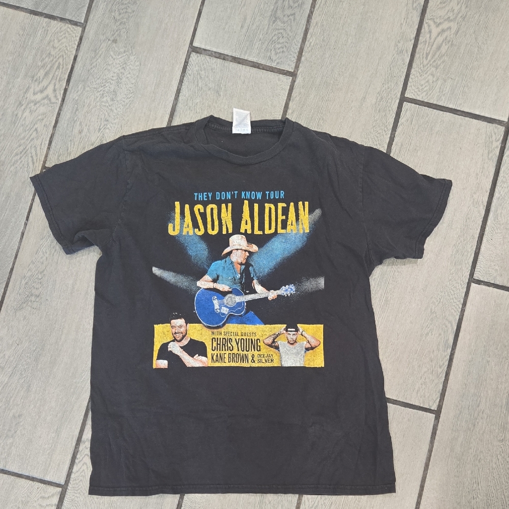 Jason Aldean Black Graphic Tee-Large‎ T59